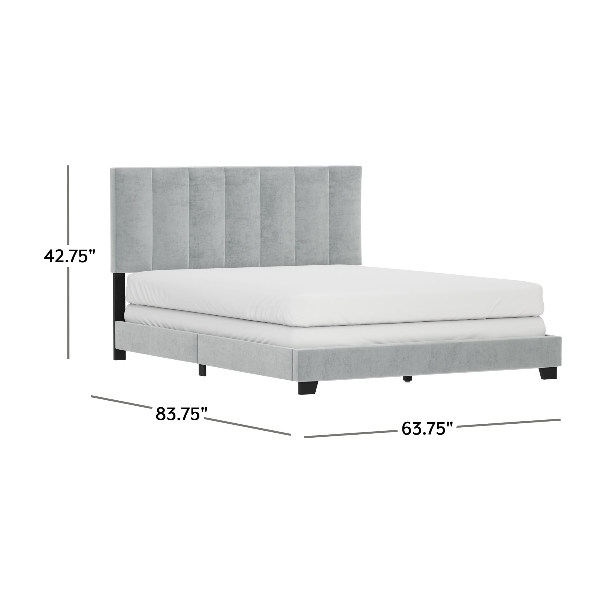 Modern Upholstered Bed Frame with Headboard
