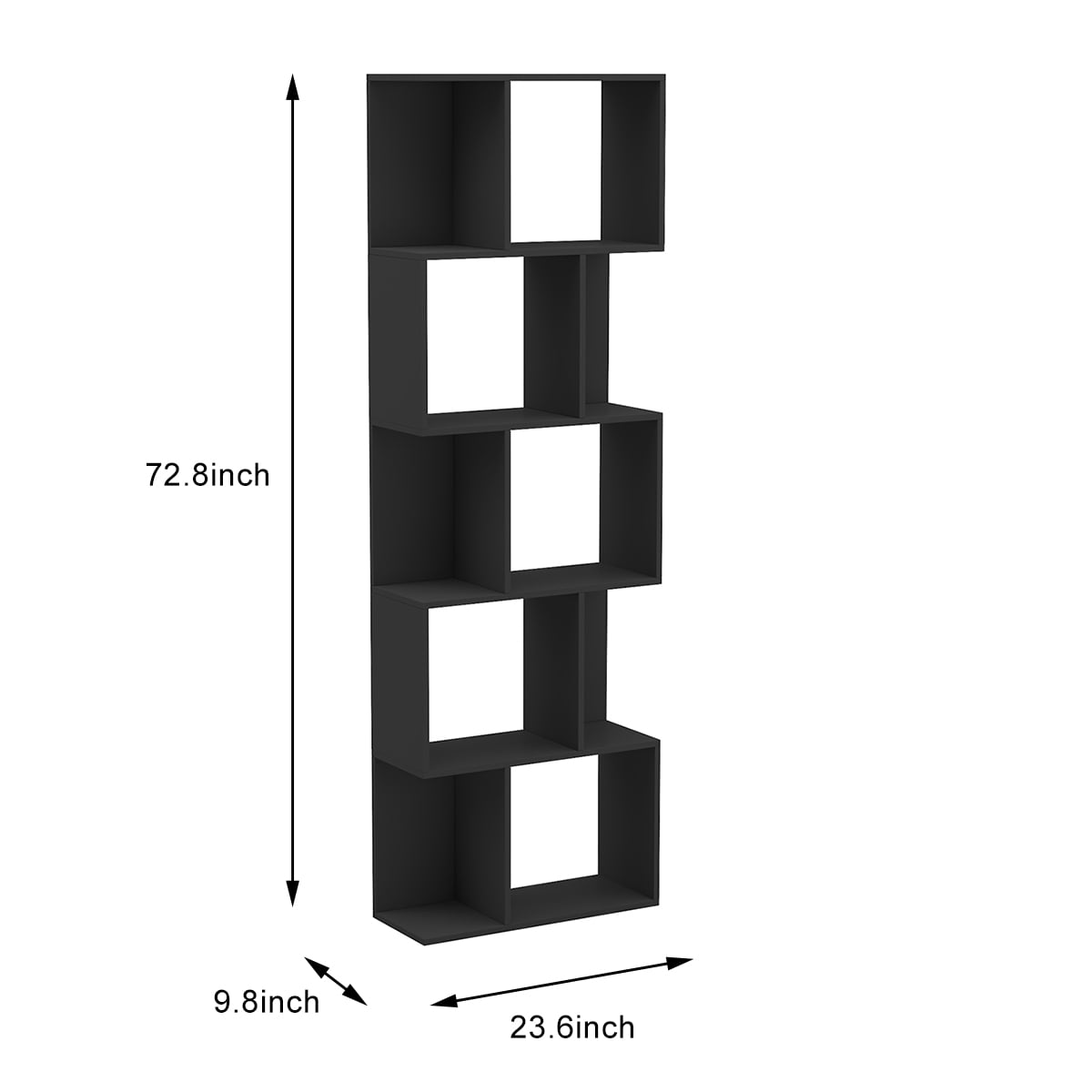 Vintage 5-Tier S-Shaped Geometric Wooden Bookshelf