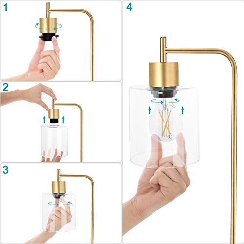 Gold Industrial Desk Lamp with USB Ports