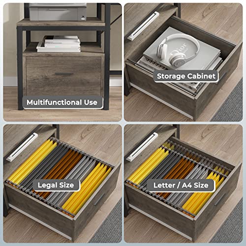 L Shaped Desk with File Drawer and Power Outlet