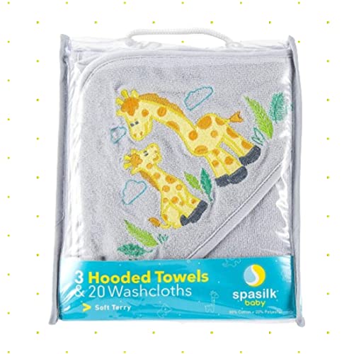 Spasilk 23-Piece Baby Hooded Towel Set - Grey