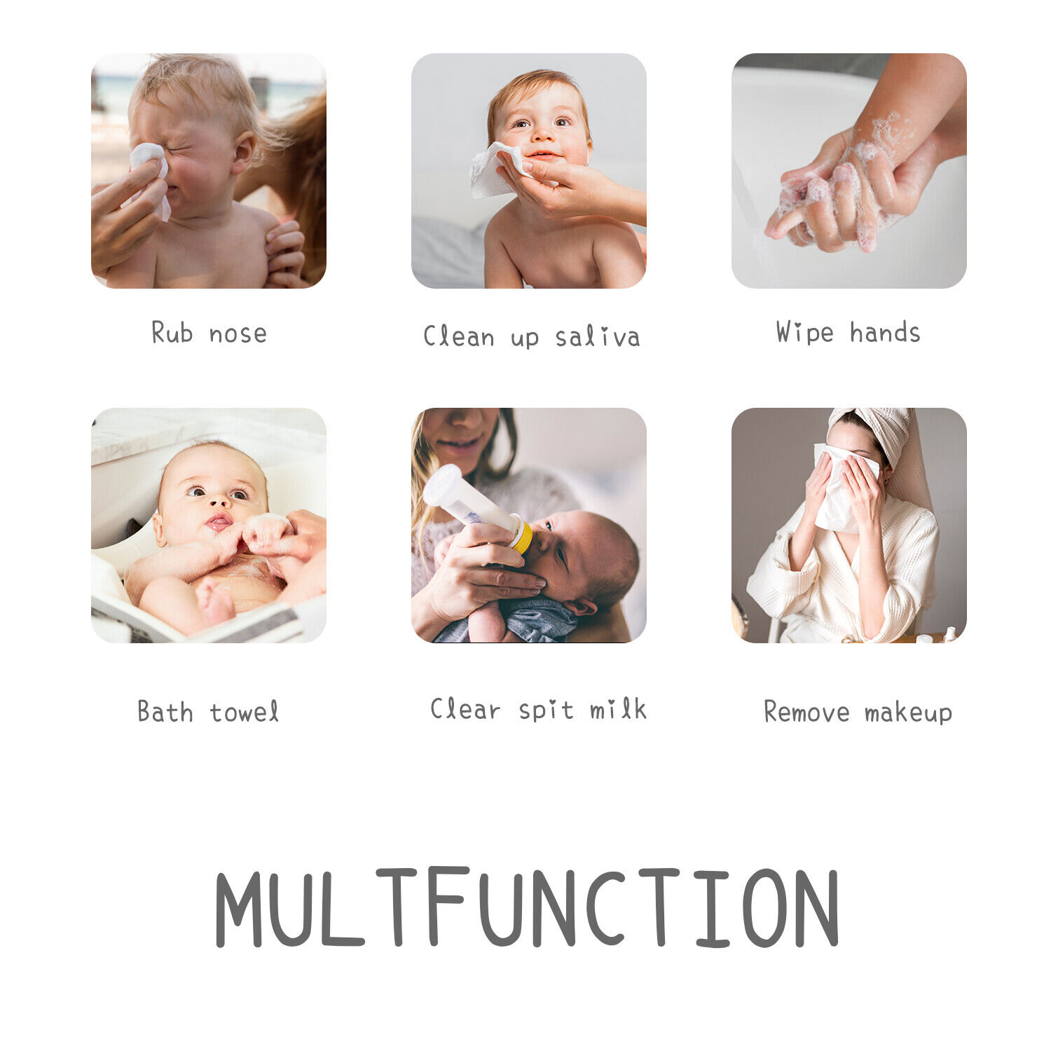 24 Pack Baby Washcloths – Soft Cotton Face Wipes