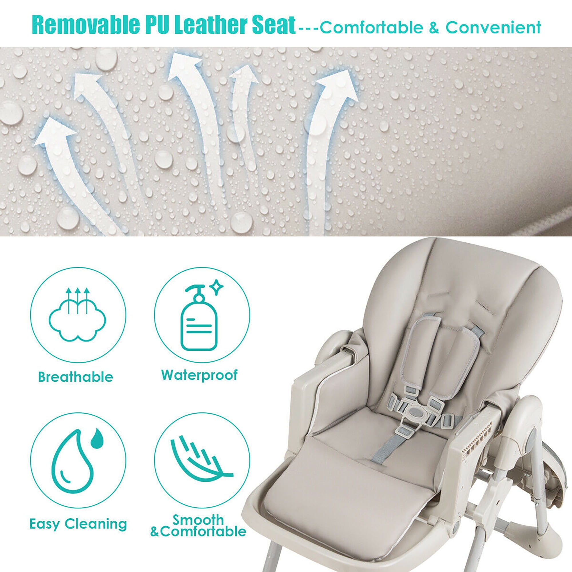 Foldable Baby High Chair with Adjustable Height