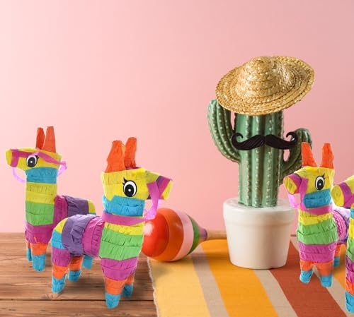 6 Pack Mini Donkey & Rainbow Llama Pinatas