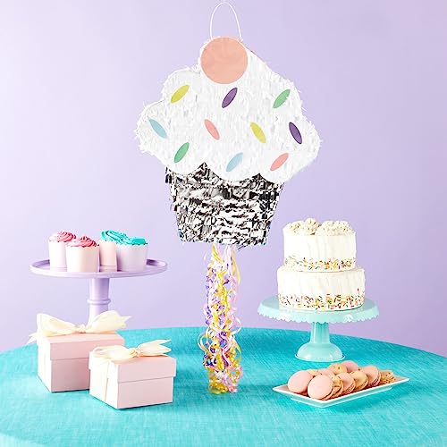 Blue Panda Cupcake Pull String Pinata for Parties