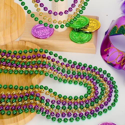 50PCS Mardi Gras Beads Necklaces Green Purple Gold