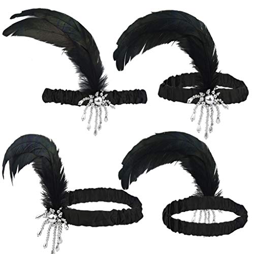 12pcs 1920s Flapper Headband Set with Feathers