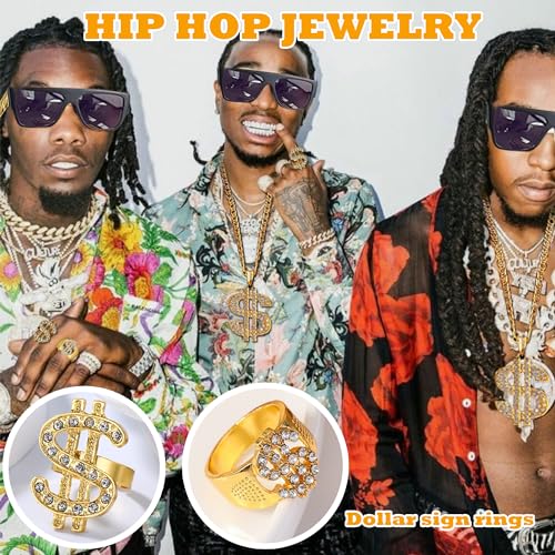 Hip Hop Costume Kit with Gold Chain & Cap