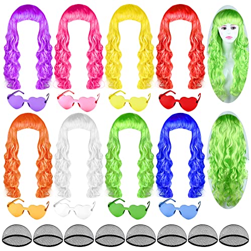 24 Colorful Long Curly Wigs for Parties