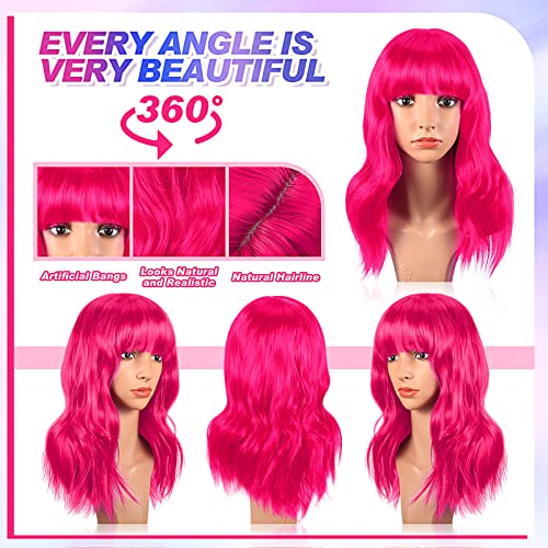 Rainbow 12" Wavy Bob Wig for Cosplay Parties