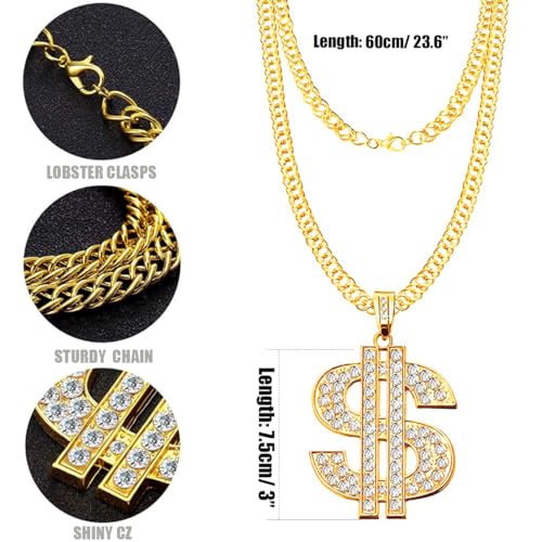 Hip Hop Costume Kit with Gold Chain & Cap
