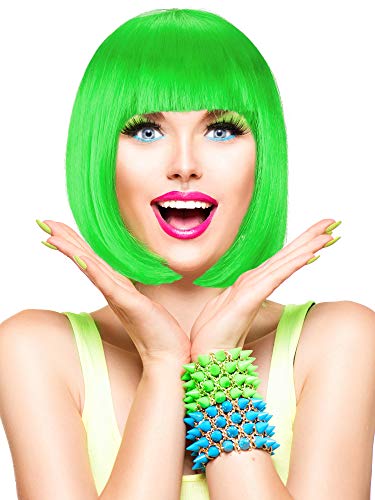 Colorful 9-Piece Short Bob Cosplay Wig Set