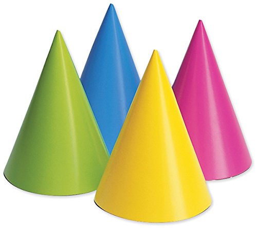 Assorted Neon Party Hats - 16 Pack