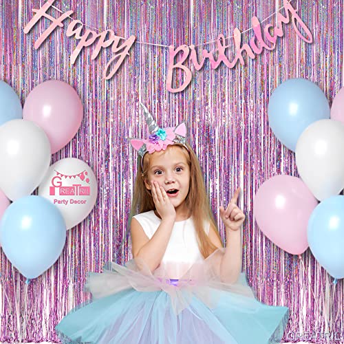 Pink Glitter Fringe Curtains for Unicorn Parties