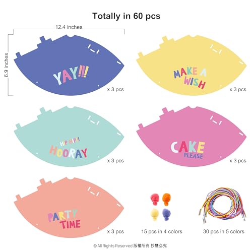 Cheerland 15 Pack Colorful Rainbow Party Hats