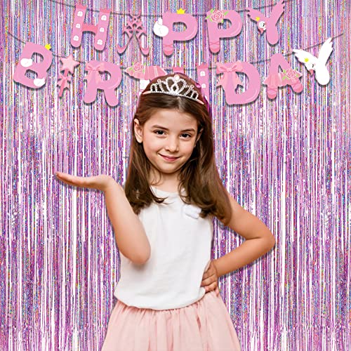 Pink Glitter Fringe Curtains for Unicorn Parties