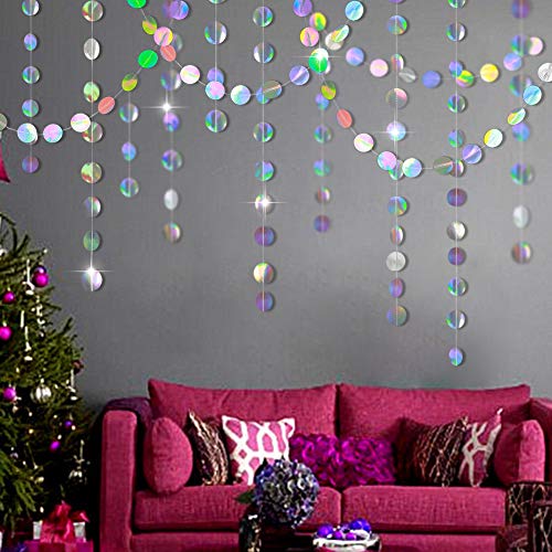 Iridescent Glitter Circle Garlands for Party Decor