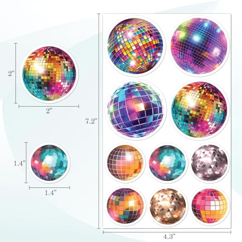 50 Vintage Disco Ball Stickers for Fun Parties