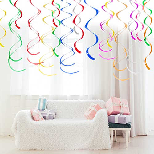 Colorful Ceiling Swirl Foil Decorations, 28 Pack