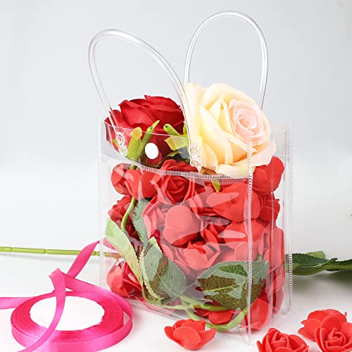 24 Clear Gift Bags with Handles for Parties