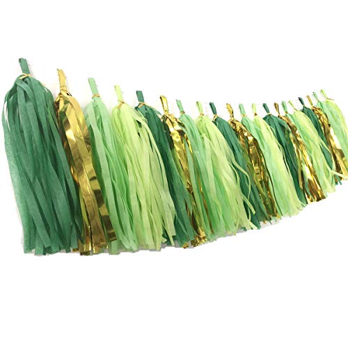Green Tissue Paper Tassels Garland for Parties