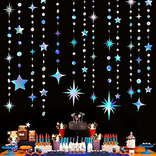 Iridescent Star Circle Dot Garland Banner for Parties