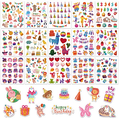 Glittery Birthday Stickers for Kids - 300+ Pieces