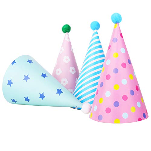 Colorful Cone Party Hats for Birthdays, 12 Pack