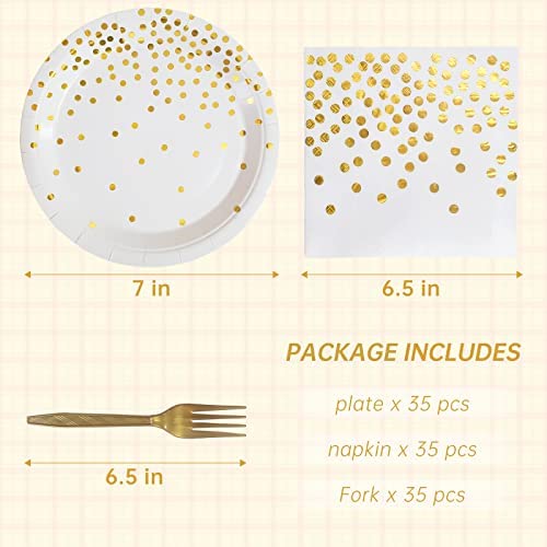 White and Gold Party Plates and Napkins Set