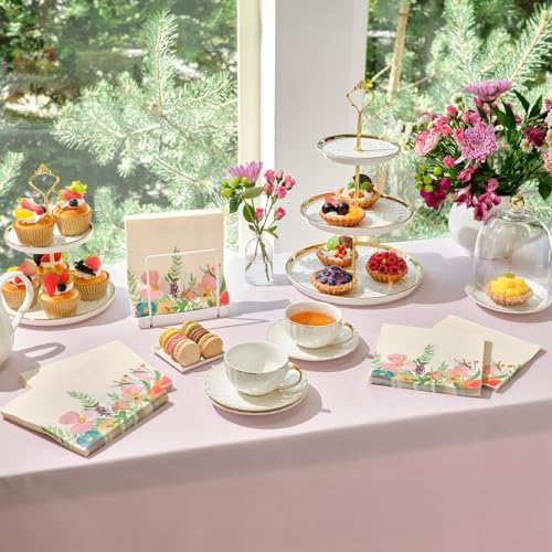 100 Pack Vintage Floral Paper Napkins for Parties