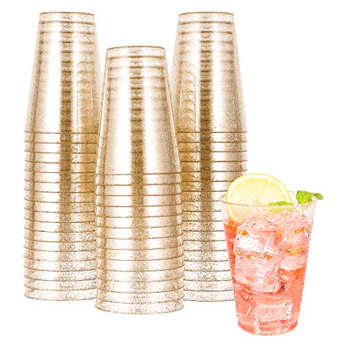 Gold Glitter Disposable Cups - 14 oz, 50 Pack