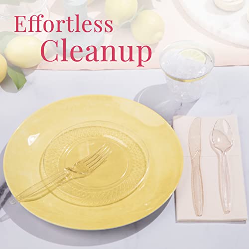 Glitter Gold Plastic Cutlery Set for Parties