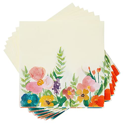 100 Pack Vintage Floral Paper Napkins for Parties