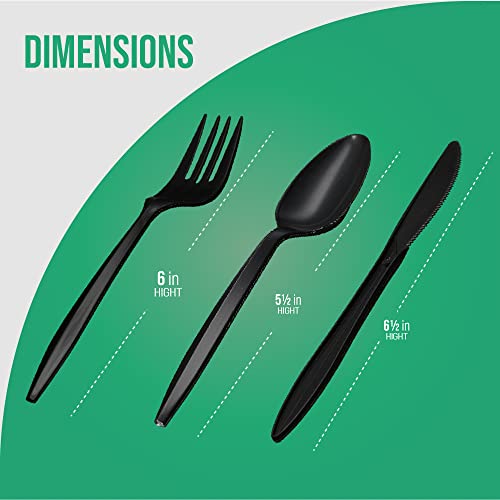 Black Disposable Cutlery Variety Pack - 1,000 Pieces