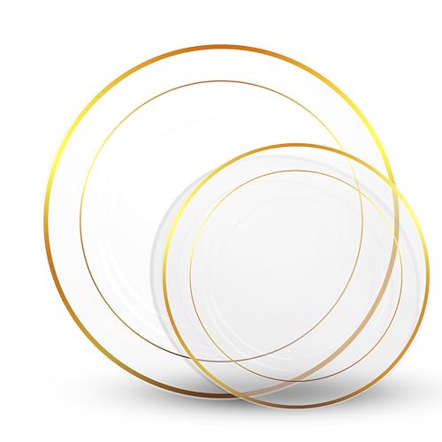 125-Piece Gold-Rim Disposable Dinnerware Set