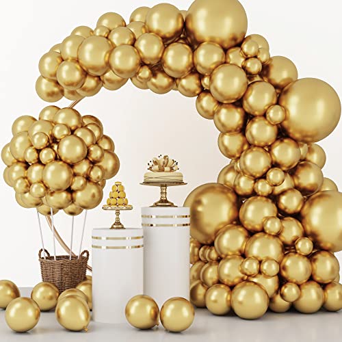129pcs Metallic Gold Latex Balloon Set for Parties
