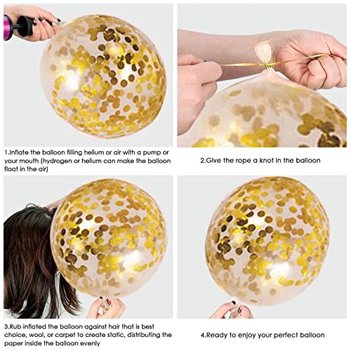 Black and Gold Confetti Balloons - 50 Pack