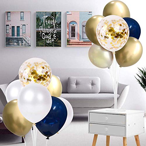Navy Blue and Gold Confetti Balloons, 50 Pack