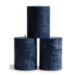 Set of 3 Dark Blue Decorative Pillar Candles