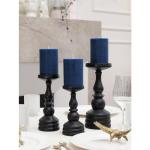 Set of 3 Dark Blue Decorative Pillar Candles