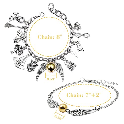 Wizardry Themed Charm Bracelets Jewelry Set