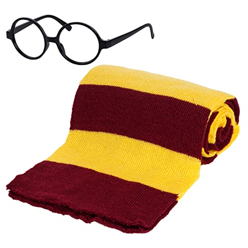 Wizard Glasses and Striped Scarf for Cosplay