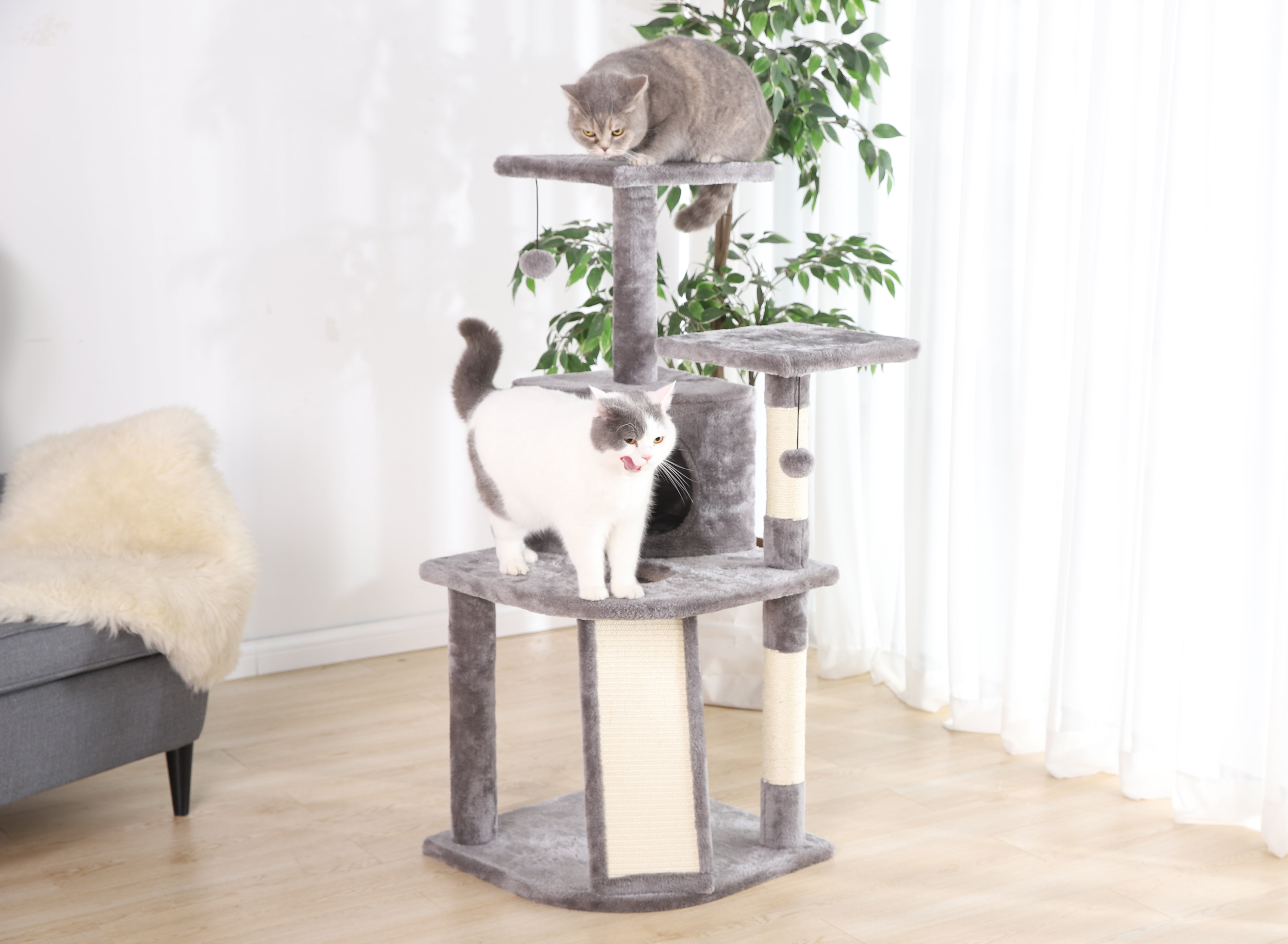 Gray 5-Level Multi-Functional Cat Tree for Bengals