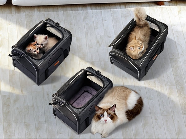 Extra Large Soft Sided Cat Carrier with Bowl