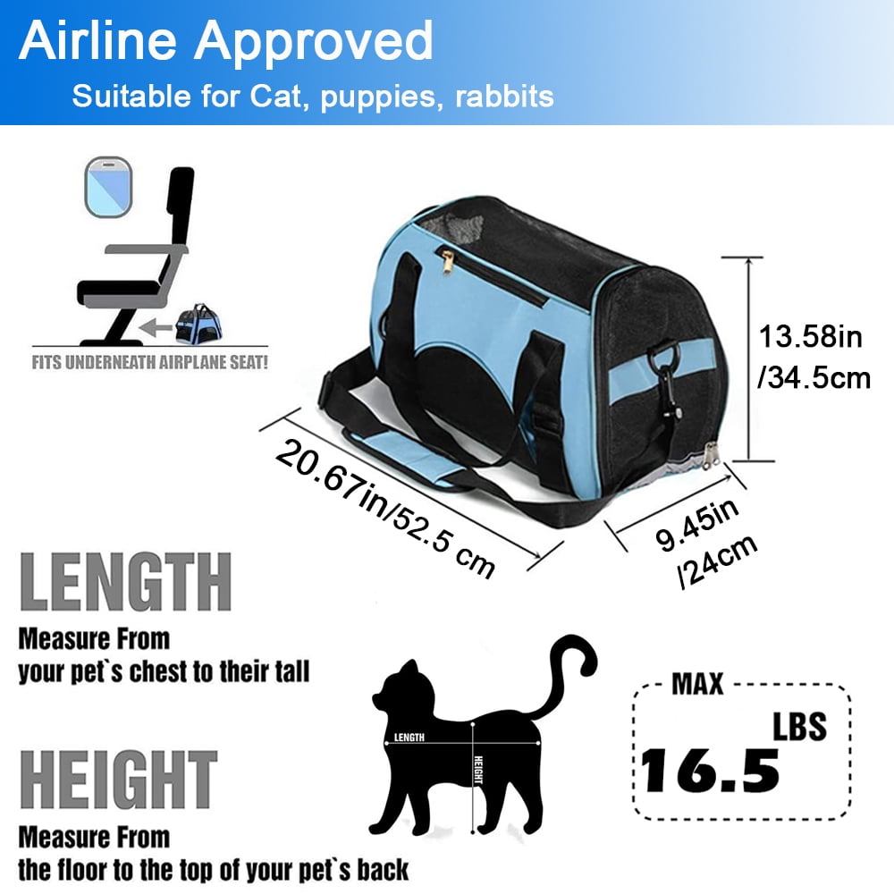 Airline Approved Soft Cat Carrier with Windows