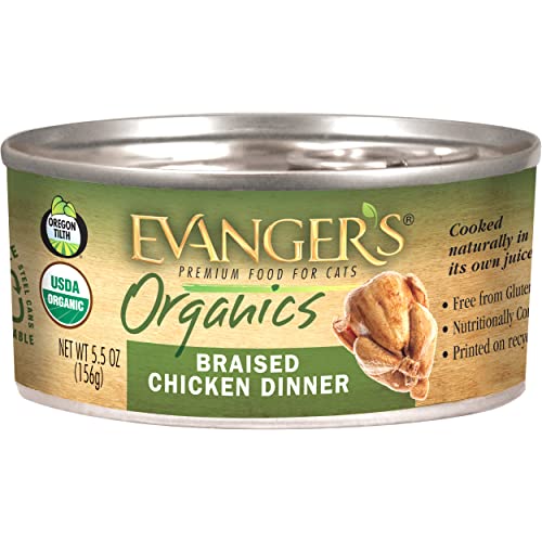 Evanger's Organic Braised Chicken Cat Food, 24 Pack