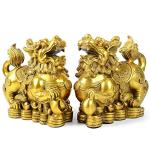 Brass Pi Yao Wealth Statue Pair for Good Luck