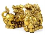 Brass Pi Yao Wealth Statue Pair for Good Luck