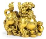Brass Pi Yao Wealth Statue Pair for Good Luck