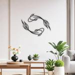 Large Black Metal Koi Fish Wall Art Decor
